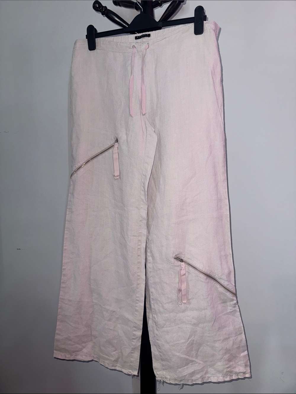 Sisley Light Pink Wide-Leg Drawstring Pants 7.2B